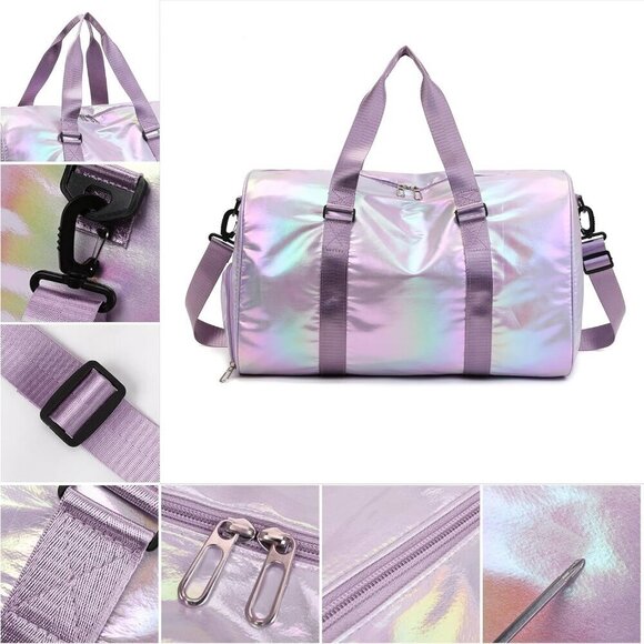 Gym Bag with Shoes Compartment,Sports Duffle Bag for Girls,Waterproof Travel Gym - Picture 6 of 7